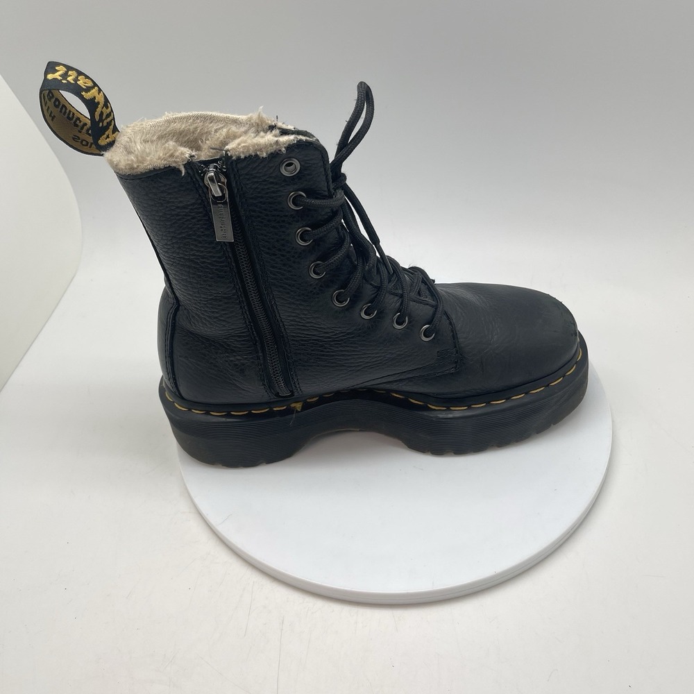 Dr Martens Boots Womens Size 8 Jadon Faux Fur Lined Black Leather Ankle Platform - Picture 5 of 9